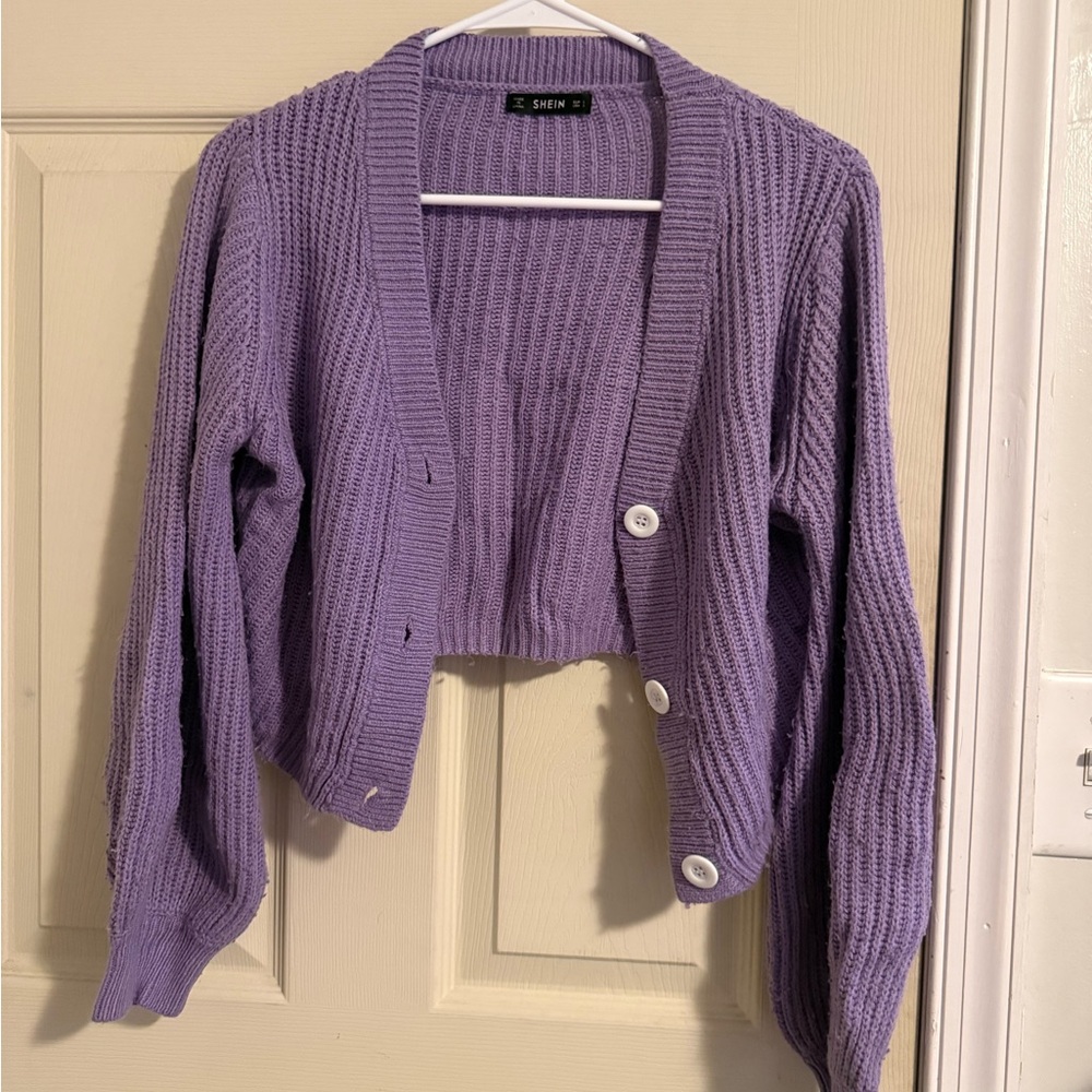 SHEIN Purple Knit Cardigan